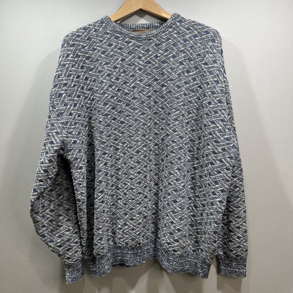 VTG SHENANDOAH Mens XXL Blue Gray Lattice Knit Cotton Blend Crew Neck Sweater US - Picture 10 of 12